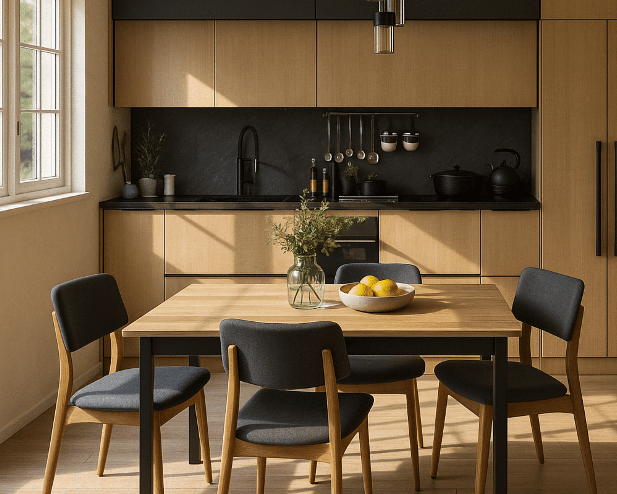 Rendu photoréaliste d'une cuisine en bois